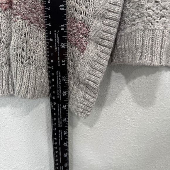 maurices Striped Open Front Knit Cardigan Sweater‎ Gray Pink Purple Women's M - Picture 5 of 7